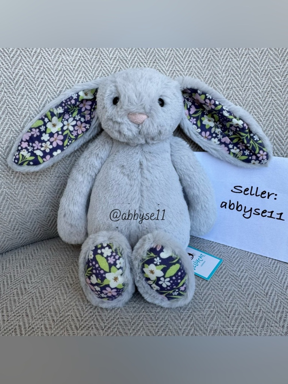 Jellycat Blossom Silver Bunny 'Bloom' - Small - Authentic - BNWT - Fast Ship